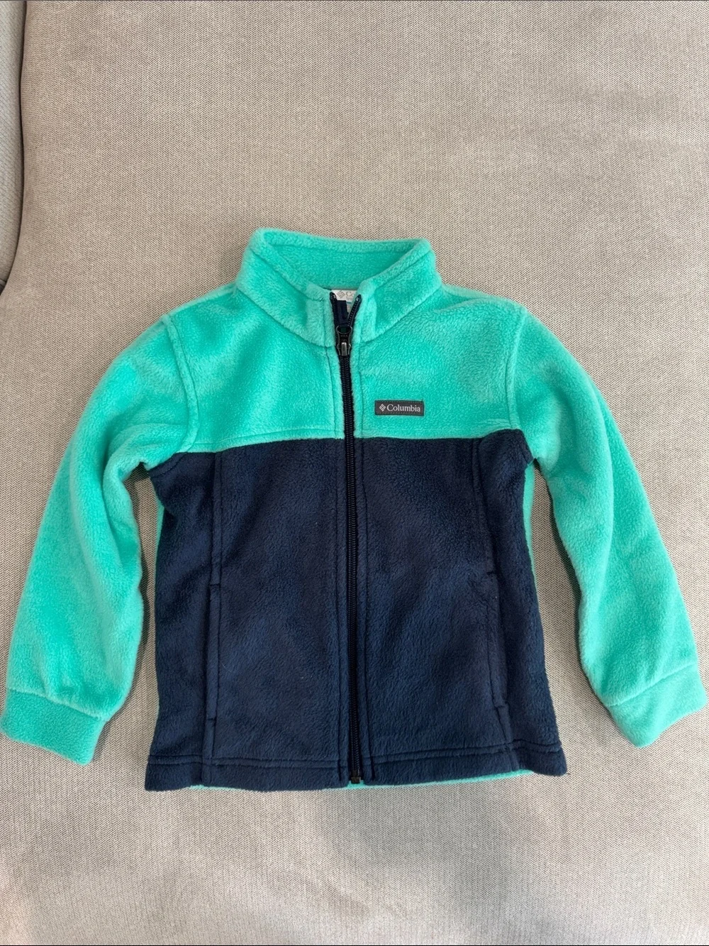 Columbia Mint and Navy Colorblock Fleece Jacket